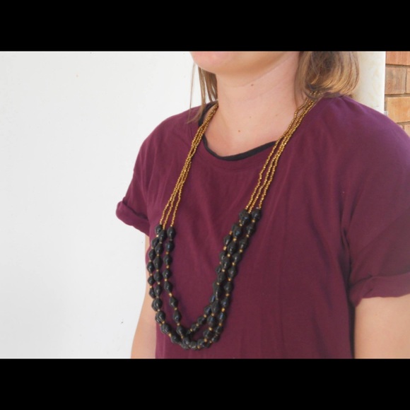 Black & Gold African Double-Strand Necklace - Picture 6 of 7